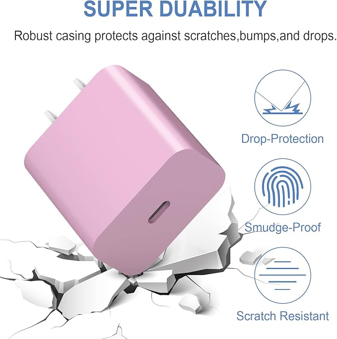 USB C Charger Block iPhone Charger Block Type C Charger 2-Pack for iPhone 16/16 Plus/16 Pro/16 Pro Max/iPhone 15/15 Plus/15 Pro/15 Pro Max/iPhone 14/14 Pro Max/13/13 pro/12 Pro Max/Samsung(Pink)