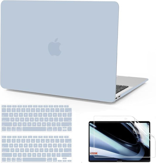 B BELK Compatible with MacBook Air 13 inch Case M1 2022 2021 2020 2019 2018 A2337 A2179 A1932, Matte Plastic Hard Shell for MacBook Air 13.3 inch Case+ Keyboard Cover+Screen Protector, Baby Blue