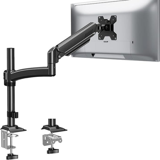 Single Monitor Mount Arm, VESA Desk Mount Stand for 13-32 inch Computer Screen up to 22 lbs, Adjustable Height Tall Monitor Arm with Tilt Swivel Rotation, VESA 75 100mm, Black, Freelift