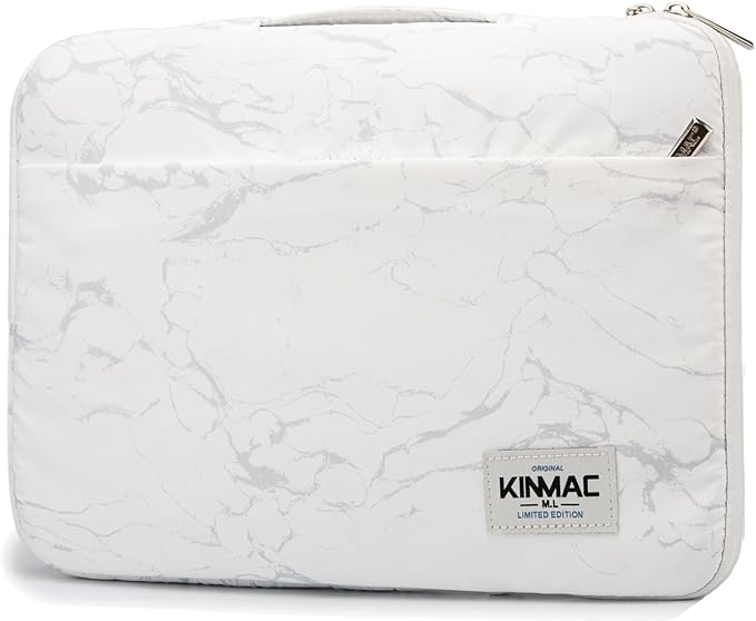 Kinmac 360° Heavy Duty Protective Laptop Sleeve Case Bag Cover with Handle for MacBook Air 13 inch,iPad Pro 13 inch and 13.3 inch HP,Dell,Lenovo,Asus,Acer Laptop (White Marble)
