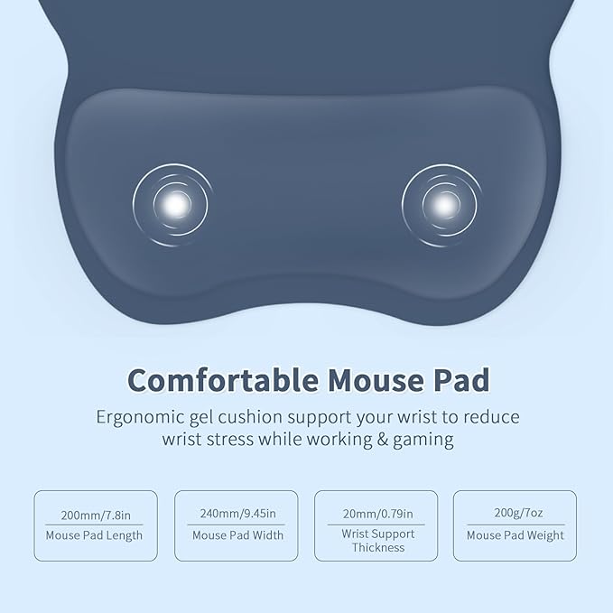 EooCoo Ergonomic Mouse Pad with Wrist Support, Mousepad with Memory Foam Wrist Rest and Non-Slip Base for Computer, Cafe, Home & Office, 9.64 x 8.26 in Office Desk Accessories