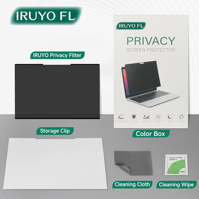 Nano-Suction Laptop Privacy Screen 16 Inch 16:10, Removable Screen Privacy Shield for Laptop, Anti Glare, Anti Bule Light, Screen Protector for Lenovo HP Dell Acer Asus Thinkpad