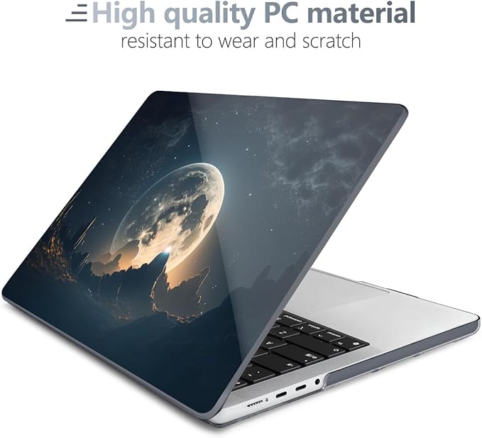 Batianda for MacBook Pro 14 Inch Case 2026-2021 Release M5 M4 M3 M2 M1 Pro/Max, 1.2mm Slim Graphic Hard Shell Cover with Keyboard Cover, Screen Protector 4-in-1 Bundle, Moon in Sky