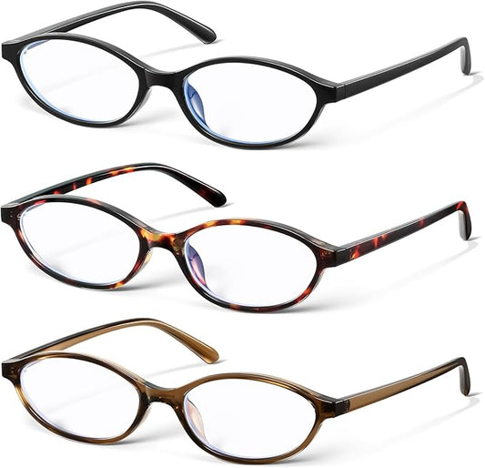 KUGUAOK Retro Oval Blue Light Blocking Glasses for Women 90s Small Cat Eye Eyeglasses Frame TV Bluelight Glasses