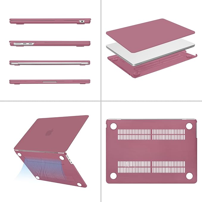 MOSISO Compatible with MacBook Air 13 inch Case M5 2026 M4 2025 M3 M2 2024-2022 A3449 A3240 A3113 A2681,Hard Shell&Keyboard Cover&Screen Film&Pouch for MacBook Air 13.6 inch Case, Dusty Rose