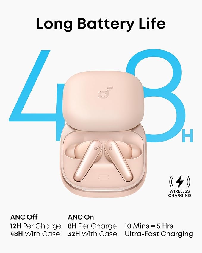 soundcore Liberty 5 by Anker, Noise-Cancelling Wireless Earbuds, 2x Stronger Voice Reduction, Real-Time Adaptive Noise Cancellation, Fast Charging, Dolby Audio, 6-Mic AI Clear Calls, Long Battery Life