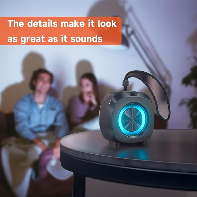 Speaker, Small Portable Bluetooth Wireless IPX5 Waterproof Shower Speaker,Loud Stereo Sound Deep Bass,TWS Paire, RGB Lights,Long Playtime for Outdoor Party, Great Gift,1PC(Black)