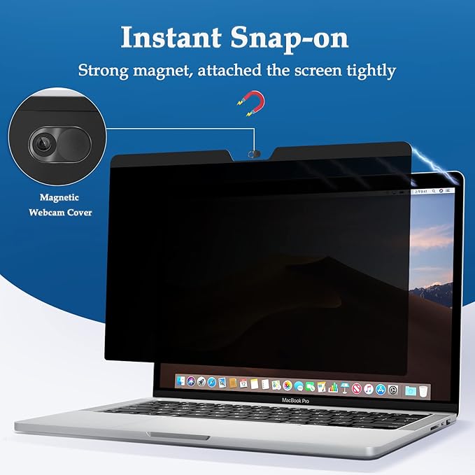 Magnetic Privacy Screen Designed for MacBook Pro 13 Inch (2016-2022, M1,M2) & MacBook Air 13In (2018-2021, M1), Removable Matte Anti Glare Blue Light Filter HD Clarity 13.3" Mac Laptop Private Shield
