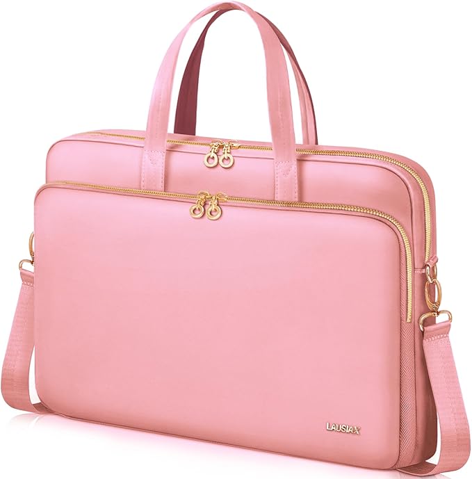 14 Inch Laptop Bag Case for Women Men Compatible with HP Chromebook OmniBook Envy/14 MacBook Pro M5/Dell Pro Inspiron XPS/Lenovo Yoga, Messenger Carrying Briefcase Computer Bag Case, Pink