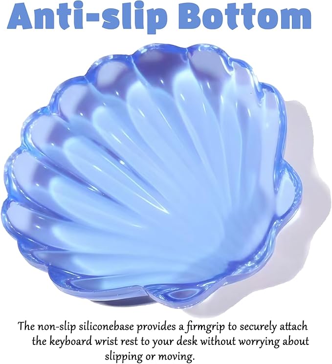 Gel Wrist Rest for Keyboard and Mouse Transparent Blue Shell Keyboard Wrist Rest Set Ergonomic Cute Clear Cool Ocean Beach Mouse Wrist Pad Silicone Non-Slip Support for Computer Gaming Home Office