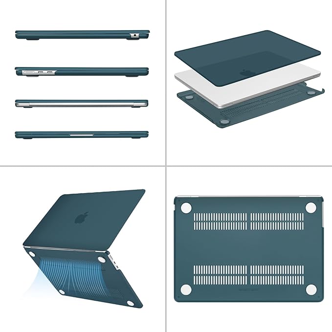 MOSISO Compatible with MacBook Air 13 inch Case M5 2026 M4 2025 M3 M2 2024-2022 A3449 A3240 A3113 A2681, Hard Shell&Keyboard Cover&Screen Film&Type C for MacBook Air 13.6 inch Case, Teal Green