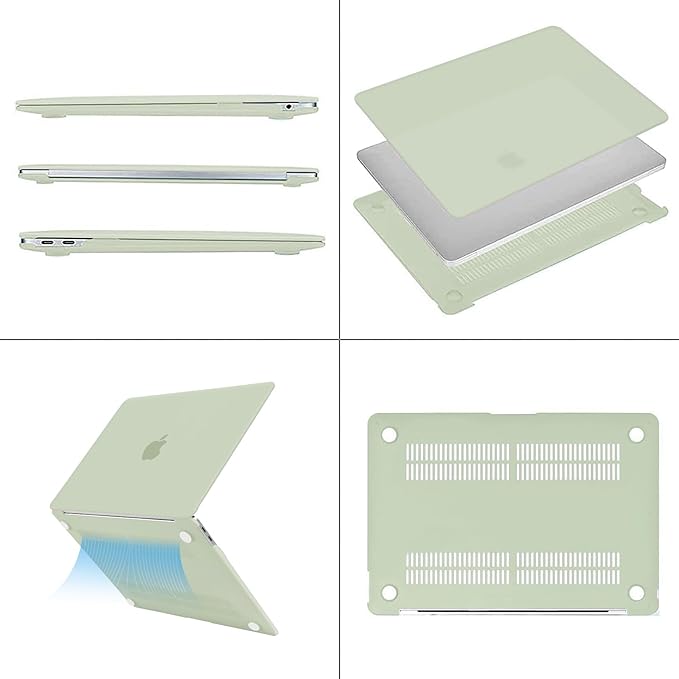 MOSISO Compatible with MacBook Air 13 inch Case M1 Chip 2021-2018 Release A2337 A2179 A1932, Plastic Hard Shell&Keyboard Cover&Screen Film&Storage Bag for MacBook Air 13.3 inch Case, Sage Green