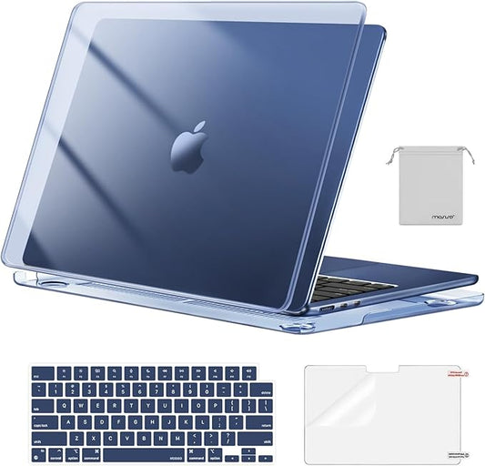 MOSISO Compatible with MacBook Air 13 inch Case M5 2026 M4 2025 M3 M2 2024-2022 A3449 A3240 A3113 A2681,Hard Shell&Keyboard Cover&Screen Film&Pouch for MacBook Air 13.6 inch Case, Crystal Midnight