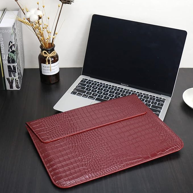 PU Leather Flap Style Case Bag Laptop Sleeve for MacBook Neo 13 A3404 Air 13.6 inch 2026-2022 M5 A3449 M4 A3240 M3 A3113 M2 A2681 Air 13 2018-2021 Notebook Bag for Mac Pro 13 2016-2022, Red