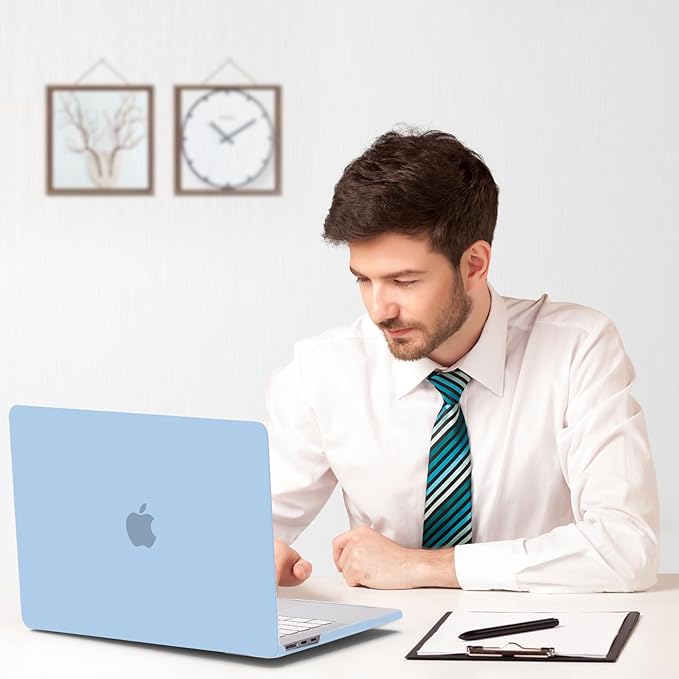 B BELK Compatible with MacBook Air 13.6 inch Case M5 2026 2025 2024 2023 2022 M4 M3 M2 A3449 A3240 A3113 A2681 Liquid Retina Display, Plastic Hard Shell Case+Keyboard Cover+Screen Protector, Airy Blue