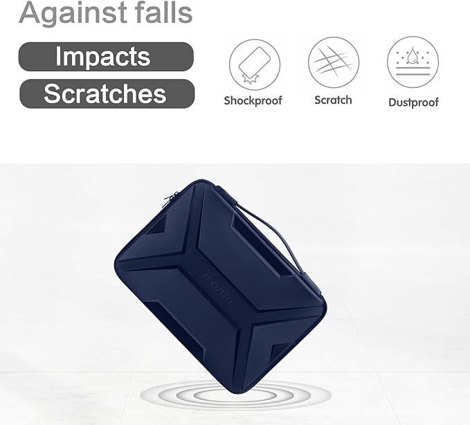 MOSISO 15-16 inch Laptop Hard Case, 15.6 inch Waterproof Shockproof Computer Bag Compatible with MacBook HP Dell,Artistic Geometric EVA Carrying Sleeve Laptop Case Hard Shell with Handle, Navy Blue