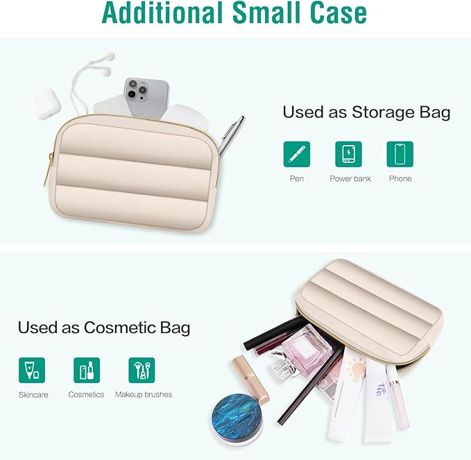 MOSISO Laptop Case 16 inch, 15-15.6 inch Puffy Laptop Sleeve Compatible with MacBook Pro 16 M5 M4 M3 M2 M1, HP Dell ASUS Acer Toshiba Lenovo, Polyester Horizontal Bag with Small Case, Sand
