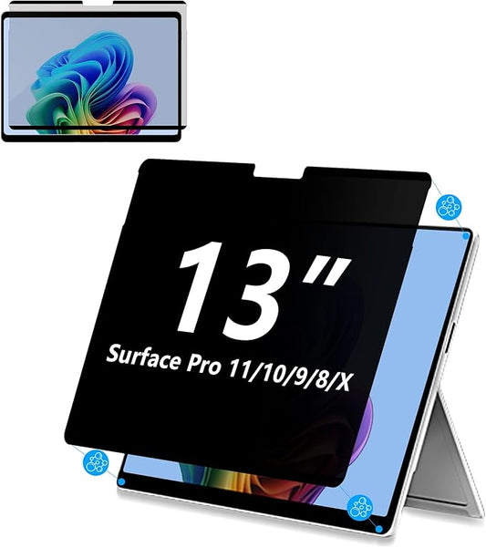 Adeway Privacy Screen Protector for Surface Pro 11/10/9/8/X 13 Inch, Magnetic Nano, Anti-Spy, Removable, Blue Light & UV Blocking, Anti-Glare