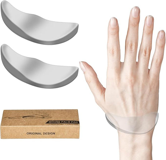 JIKIOU Right-Handed Truly Ergonomic Wrist Rest for Mouse 2 Pack, Carpal Tunnel Support, Pain Relief, Anti-Fatigue, Easy Glide, Office Computer Laptop Gaming (Right-Handed-Grey)