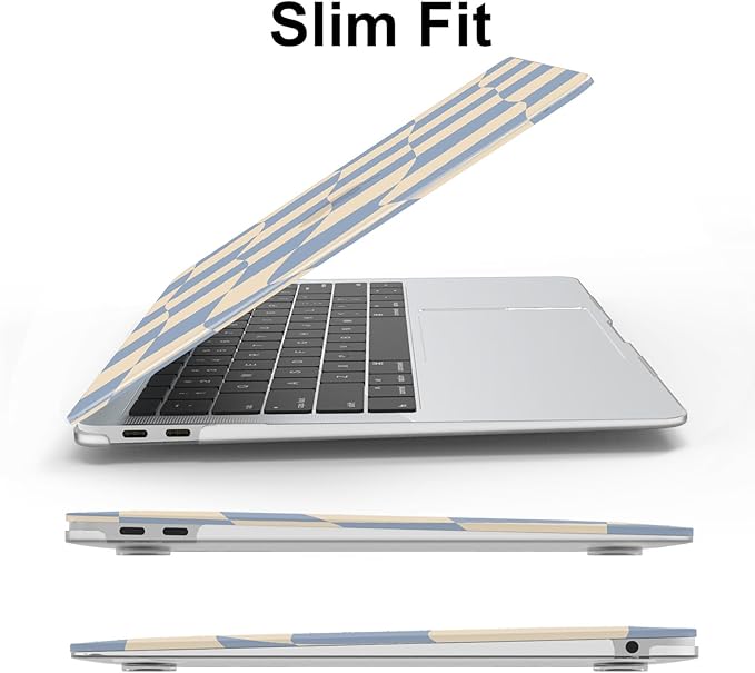 AKIT Compatible with MacBook Air 13 Inch Case M1 2022 2021 2020 2019 2018 A2337 A2179 A1932, Unique Pattern Shell Case+Screen Protector+Keyboard Cover for MacBook Air 13.3 Inch, Blue Checkerboard
