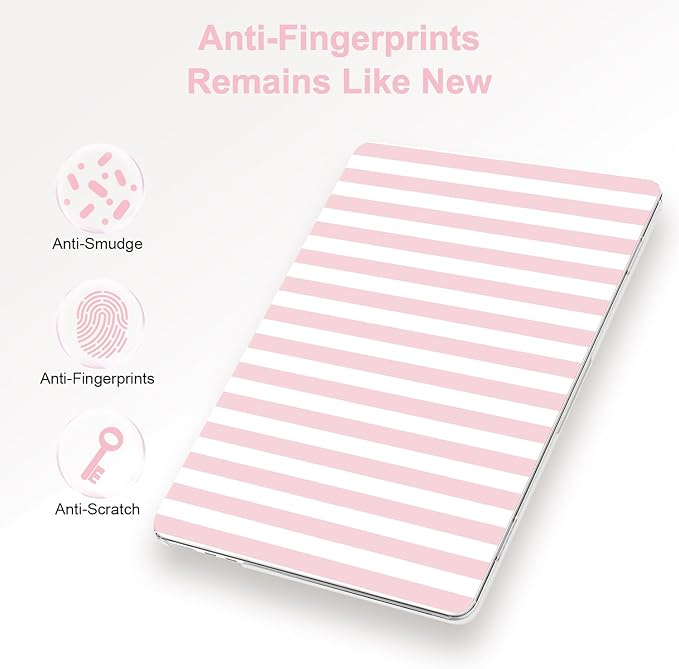 G JGOO Compatible with MacBook Air 13 inch Case 2026 2025-2022 M5 A3449 M4 A3240 M3 A3113 M2 A2681, Plastic Hard Shell for MacBook Air 13.6 inch Case+ Keyboard Cover+Screen Protector, Pink Stripe