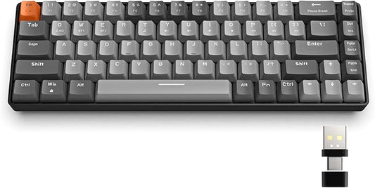 MAGIC-REFINER RK68 60% Wireless Mechanical Keyboard, Bluetooth 5.0/2.4GHz with Dual Mode 2-in-1 Receiver, Ergonomic Compact 68-Key Hot Swappable Gaming Keyboard, Red Switch for Mac Windows PC