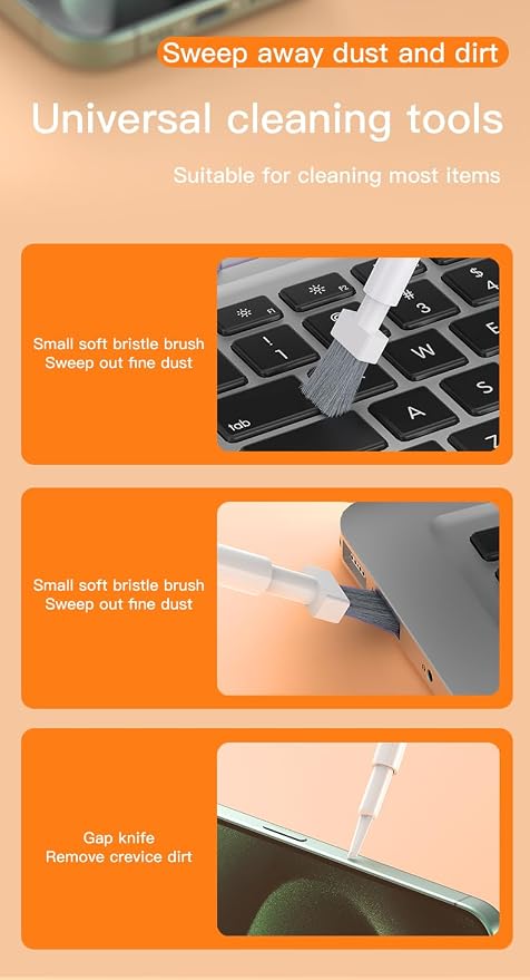 32-in-1 Multi-Functional Cleaning Kit for Electronics inlcuding Headphones,Mobile Phones,Computer,Monitor,Lens and etc, Compact and Portable Design (Black) - Image 8