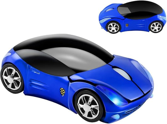 SHARE SUNSHINE Colorful 3D Sport Car Shape Mouse 2.4GHz Wireless Mouse 1600DPI 3 Buttons Optical Ergonomic Gaming Mice with USB Receiver for PC Laptop Computer (Blue)