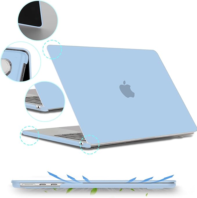 B BELK Compatible with MacBook Air 13.6 inch Case M5 2026 2025 2024 2023 2022 M4 M3 M2 A3449 A3240 A3113 A2681 Liquid Retina Display, Plastic Hard Shell Case+Keyboard Cover+Screen Protector, Airy Blue
