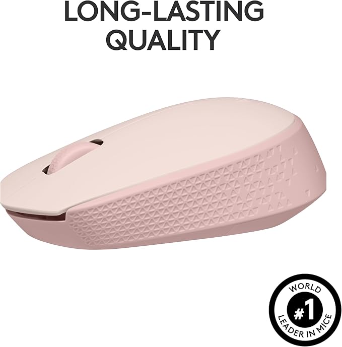 Logitech M170 Wireless Mouse for PC, Mac, Laptop, 2.4 GHz with USB Mini Receiver, Optical Tracking, 12-Months Battery Life, Ambidextrous - Rose