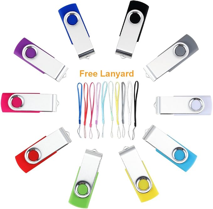 (NOT 512GB) Flash Drive 512MB USB 2.0 10 Pack Swivel Blank Memory Stick Pnstaw Bulk Thumb Drive Pen Drives Jump Drive for Data Storage, File Sharing(10 Pack,Multi-Color) (512MB) - Image 2