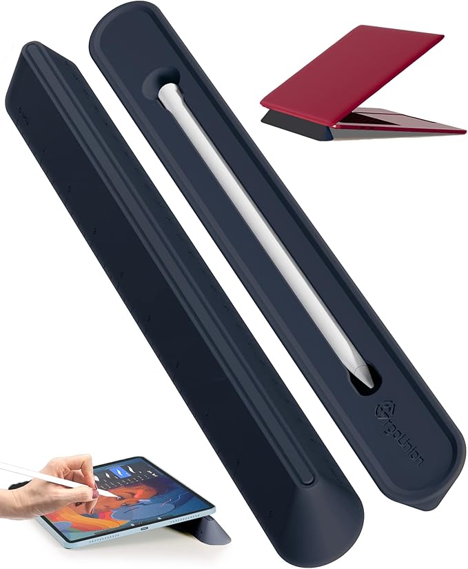 ergounion 3 in 1 Silicone Laptop Stand, Keyboard Riser for Ergonomic Typing/Reading, Portable Laptop Cooling Stand, for Home Office School and Travel, Oval Base, Midnight