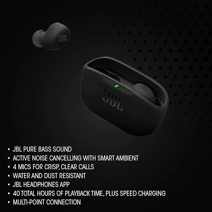 JBL Vibe Buds 2 - True Wireless Noise Cancelling Earbuds with JBL Pure Bass Sound & Smart Ambient Technology, 4mics for Crisp, Clear Calls, up to 40Hrs of Playback, IP54 Dust & Water Resistant (Pink)