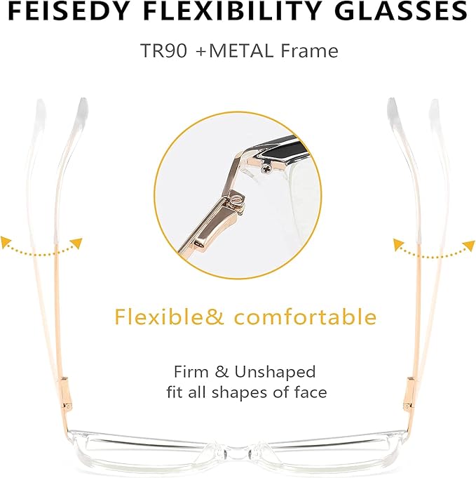 FEISEDY Blue Light Blocking Glasses Computer Glasses Women Men Cateye TR90 Frame B2772