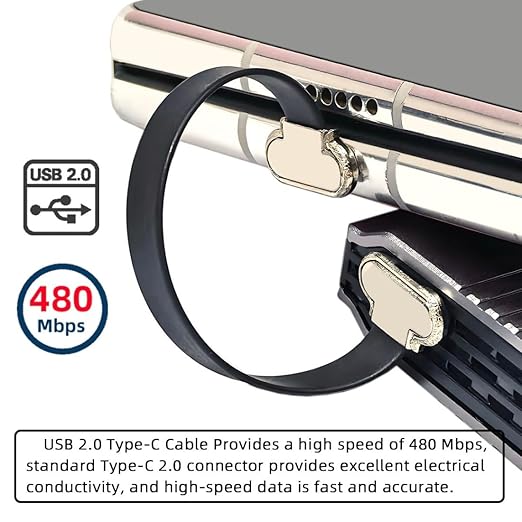 chenyang 0.23FT USB C Short Flat Cable, USB 2.0 Type C Dual 90 Degree Angled PD 65W Fast Charge Data Extension Cable