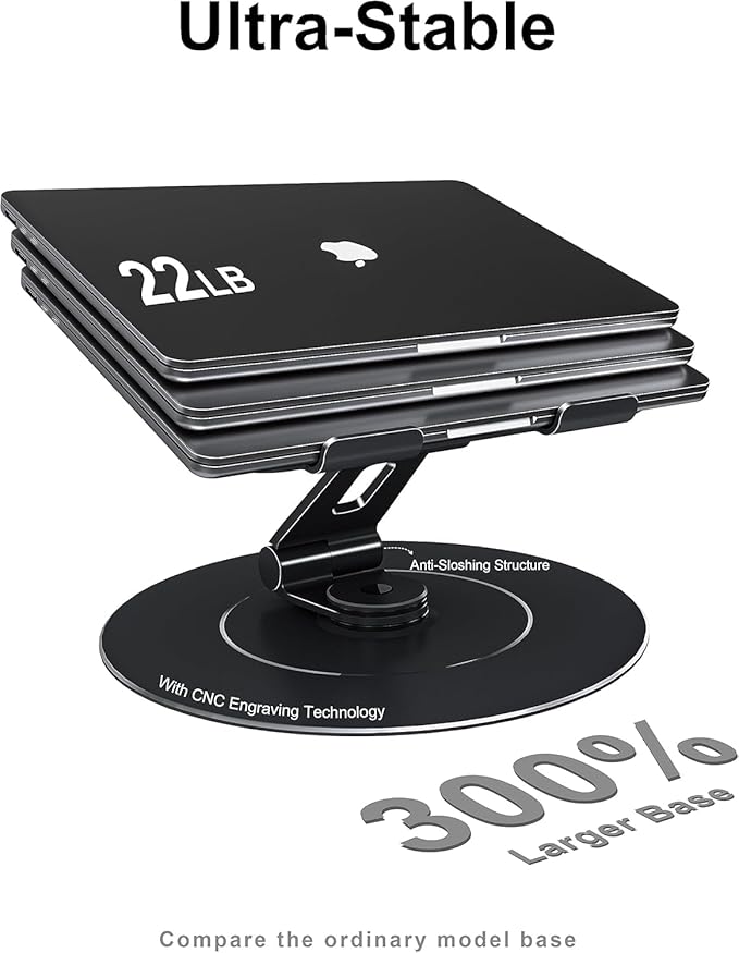 LOXP Adjustable 10-17.3" Laptop Stand for Desk with Larger Base & Phone Holder, Aluminum Desktop Organizer for Laptops, Ergonomic Lectern Stand Fits MacBook, HP, Dell, All Laptops