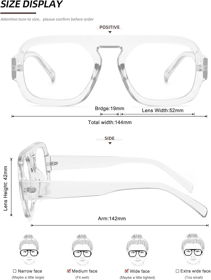 MEETSUN Oversized Retro Square Aviator Computer Blue Light Blocking Glasses for Women Men Fashion Fake Eyeglasses