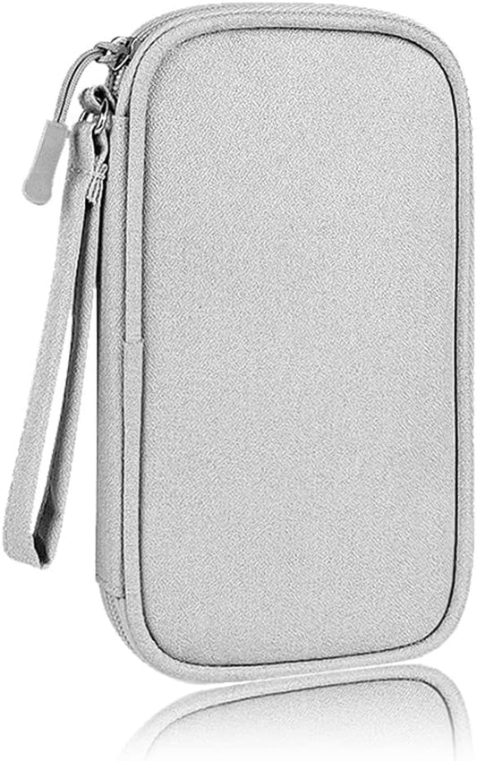 Electronics Organizer Bag Pouch Cable Charger Case Travel Shockproof Cord Carrying Case for Earphone Powerbank USB Hard Drive SD Card (Grey)