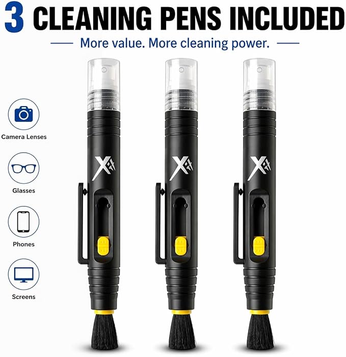 3 Pieces Multifunction Lens Cleaning Pen Brush, Lens Brush Camera Screen Cleaning Pen for Camera, SLR, Telescope, Magnifying Glass, Phone, Black - Image 2