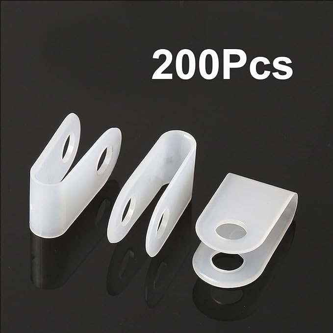 100 Pcs White Nylon R-Type Cable Clamps, 3/4 Inch Cable Organizer Assortment Kit for Wire Management - Image 7