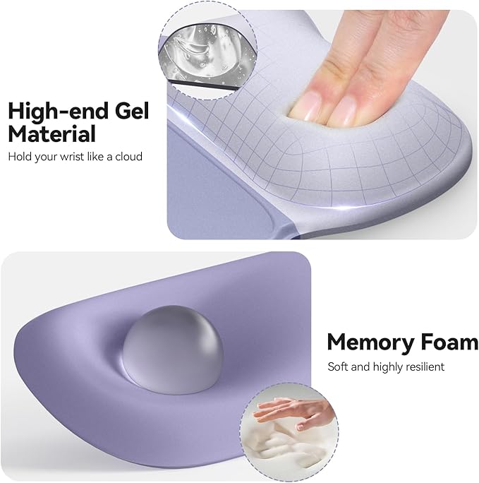 TECKNET Gel Mouse Pad with Wrist Rest, 3 in 1 Keyboard Wrist Rest for Pain Relief, Non-Slip PU Base & Easy Typing, Ergonomic Mousepad Set for Office & Home