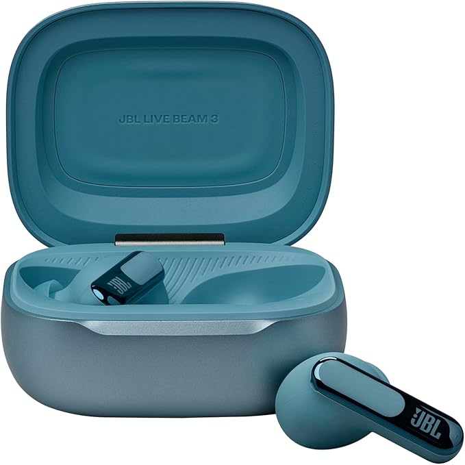 JBL Live Beam 3 - True Wireless Noise-Cancelling Stick-Closed Earbuds, 48Hrs Total Playback, Wireless Charging, 6 Mics for Perfect Calls, Multi-Point Connection, IP55 Waterproof and dustproof (Blue)
