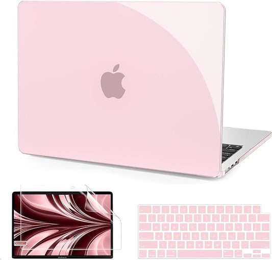 B BELK Compatible with MacBook Air 13 inch Case M5 2026 2025 2024-2022 M4 M3 M2 A3449 A3240 A3113 A2681, Plastic Hard Shell+Keyboard Cover+Screen Protector for MacBook Air 13.6 inch Case, Rose Pink