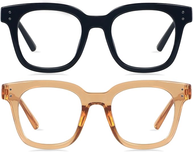ANDWOOD Blue Light Blocking Glasses Women Computer Screen Oversized Bluelight Blocker for Big Heads Anti Eye Strain