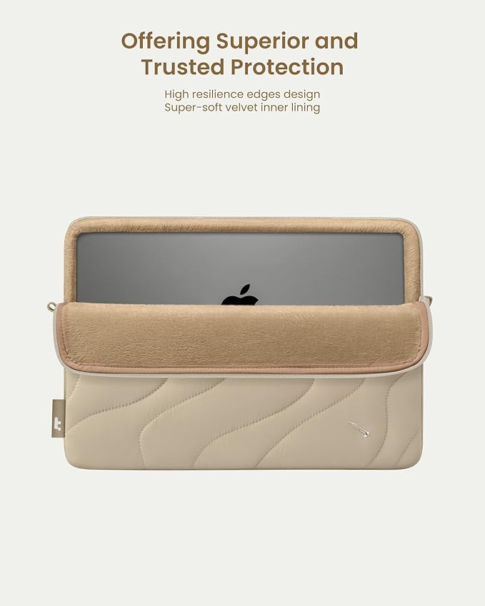 tomtoc 360 Protective Puffy Laptop Sleeve for 15-inch MacBook Air M5/A3448 (2026), M4/A3241 2025, M3/A3114, M2/A2941, 15" Surface Laptop 7th(Copilot+ PC)/6/5/4/3, Quilted Puffer Soft Computer Case Bag