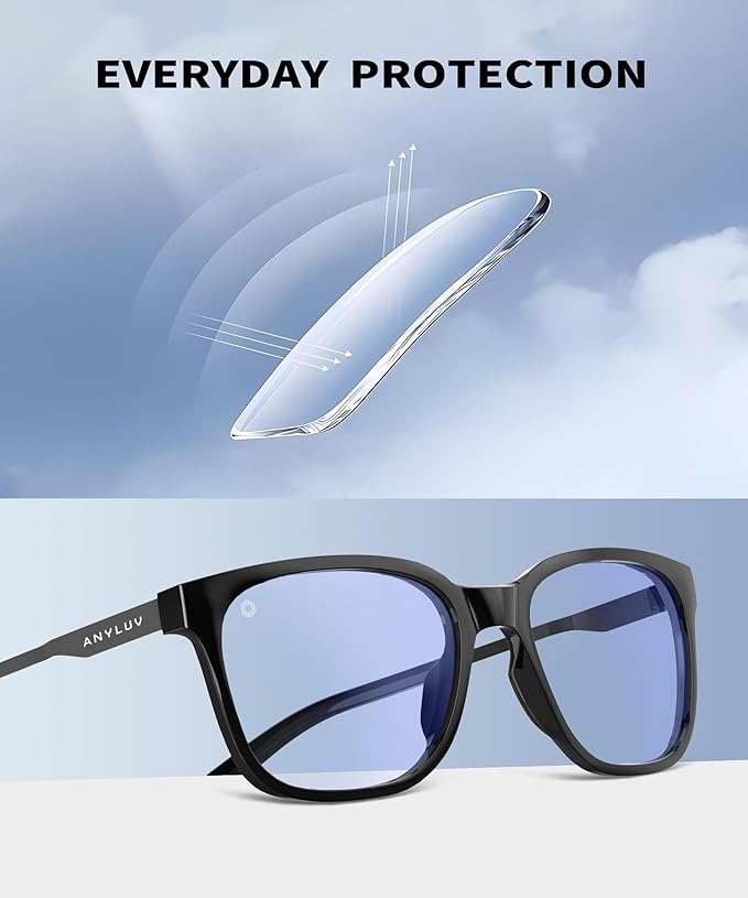 ANYLUV Blue Light Glasses for Men, Lightweight Computer Gaming Glasses, Stylish Anti Eyestrain Blue Light Blocking Men