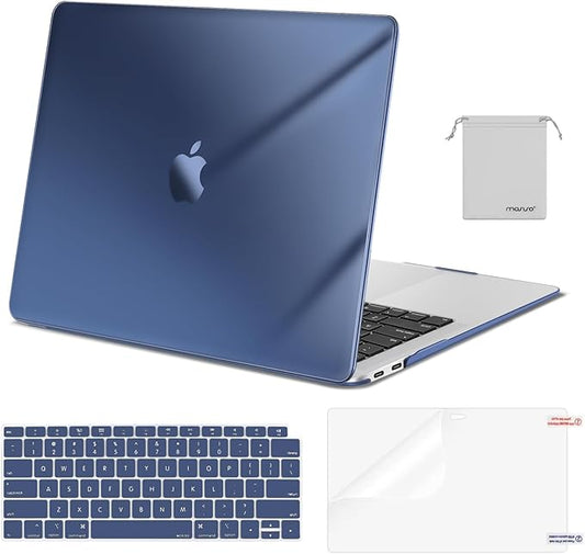 MOSISO Compatible with MacBook Air 13 inch Case M1 Chip 2021-2018 Release A2337 A2179 A1932, Plastic Hard Shell&Keyboard Cover&Screen Film&Storage Bag for MacBook Air 13.3 inch Case, Crystal Midnight