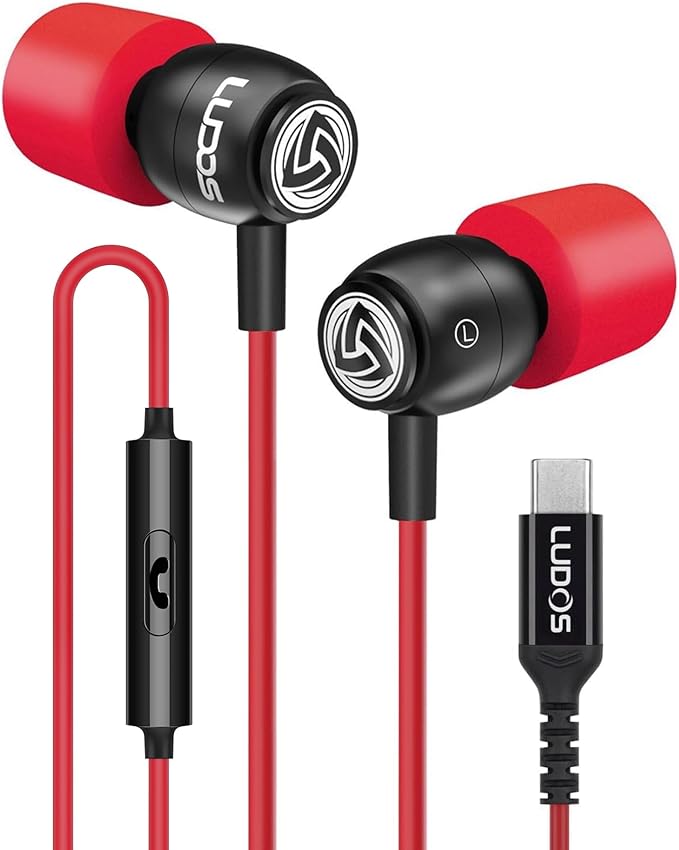 LUDOS Clamor USB C Headphones for iPhone 17 16 15 Pro Max Plus Air iPad Pro, 5 Years Warranty, USB-C Earbuds for Samsung Galaxy S26 S25 S24 S23 Ultra S22 S21 FE S20 A55 A54 A53, USB Type C Earphones
