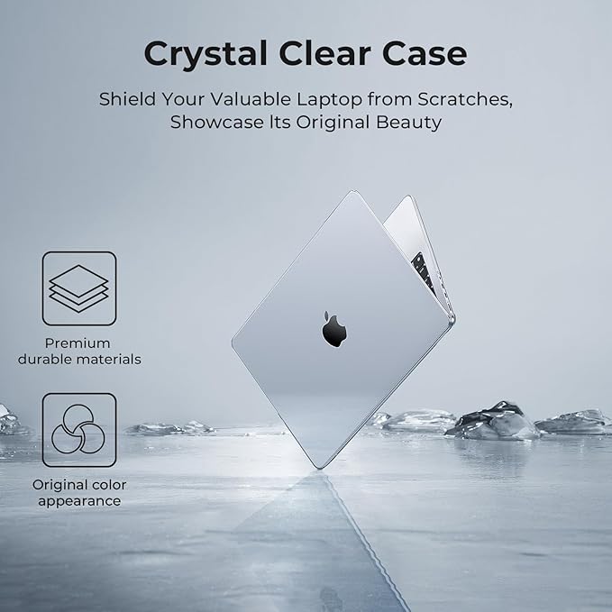 EooCoo Case Compatible with MacBook Pro 14 inch M5 2026-2021 M4 M3 M2 M1 Pro/Max Chip, Hard Shell Cases with Keyboard Cover, Screen Protector - Crystal Clear