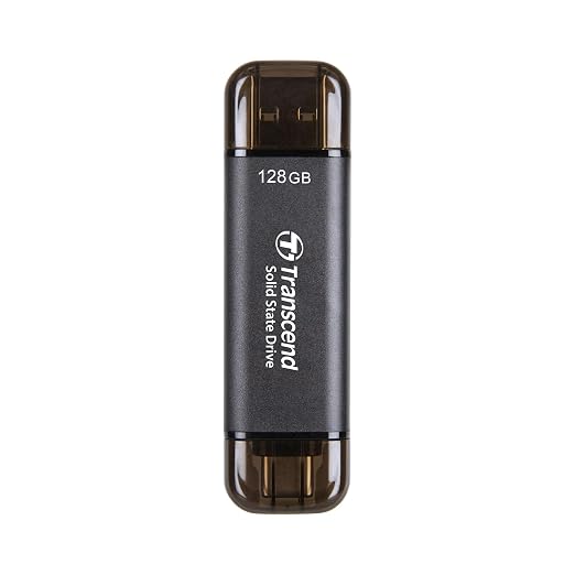 Transcend ESD310 128GB External SSD, Up to 1,050MB/s, Dual USB Flash Drive for iPhone/iPad/Mac/Windows, Android/Tablet/PC, USB 3.2 Gen 2 Thumb Drive Photo Stick, 2-in-1 Type C &Type A Memory Stick by Transcend